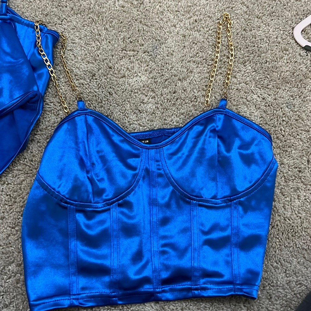 Shiny royal blue top